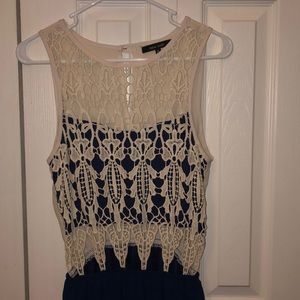 Off White & Dark Blue Dress